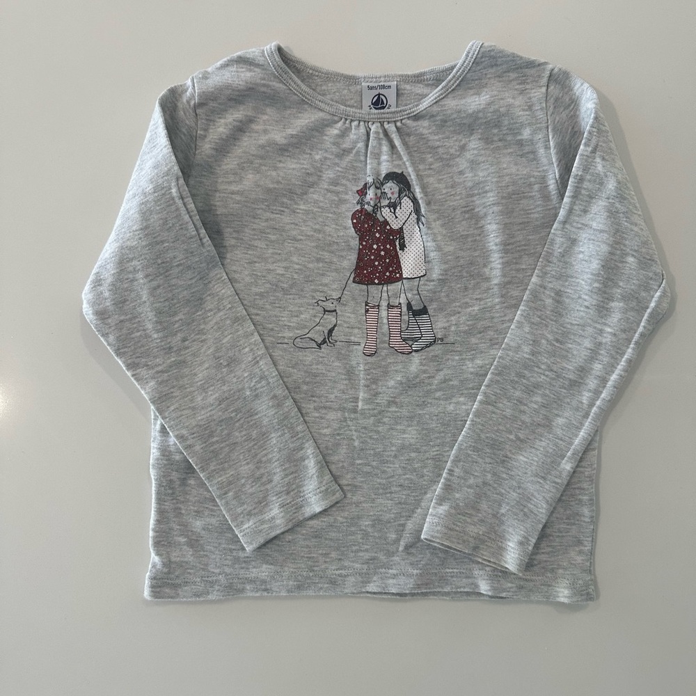 PETIT BATEAU long sleeves T-Shirt with cute print 100% cotton